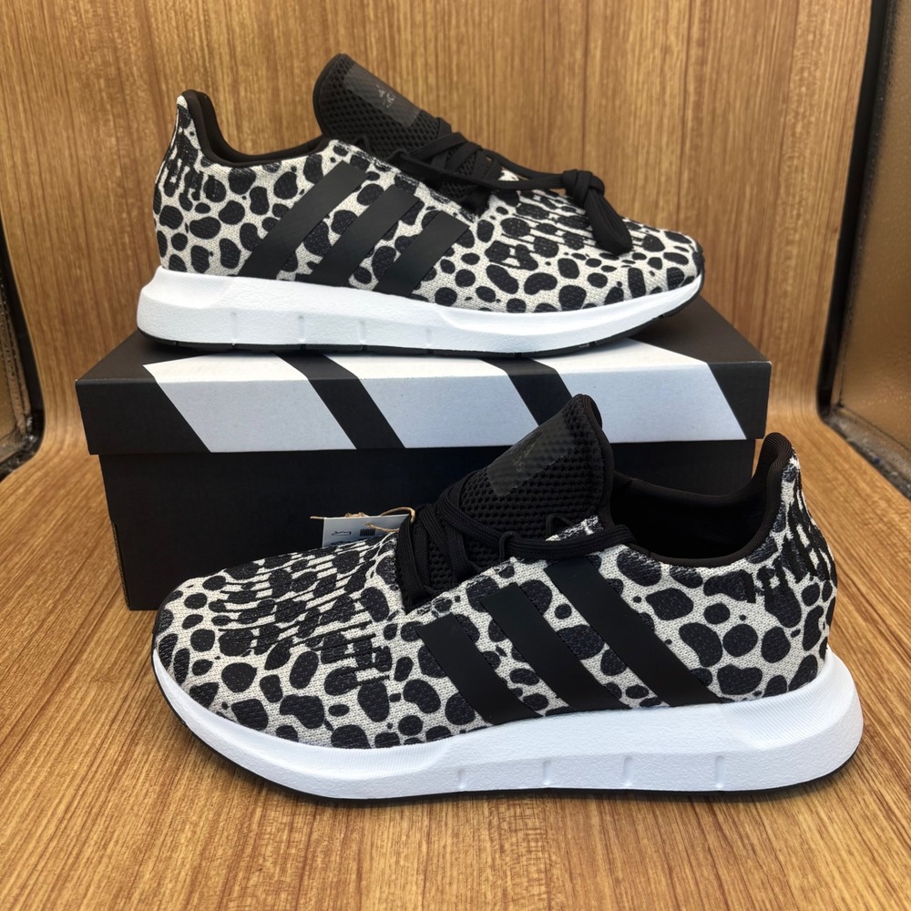 adidas Swift Run 1.0 Women 9 Leopard Print Black White JR0634 Sneakers